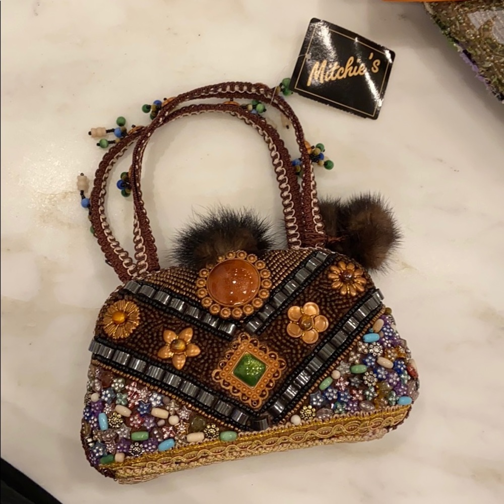 Brown Beaded Purse